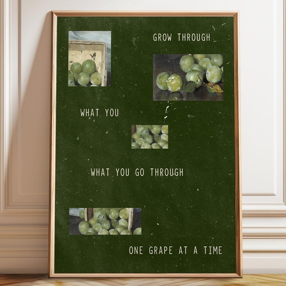 Dopaprint UNFRAMED PAPER POSTER Green Grapes Wall Art Rustic Fruit ...