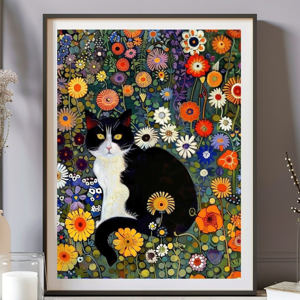 Dopaprint UNFRAMED PAPER POSTER Gustav Klimt Garden Cat Print, Klimt ...