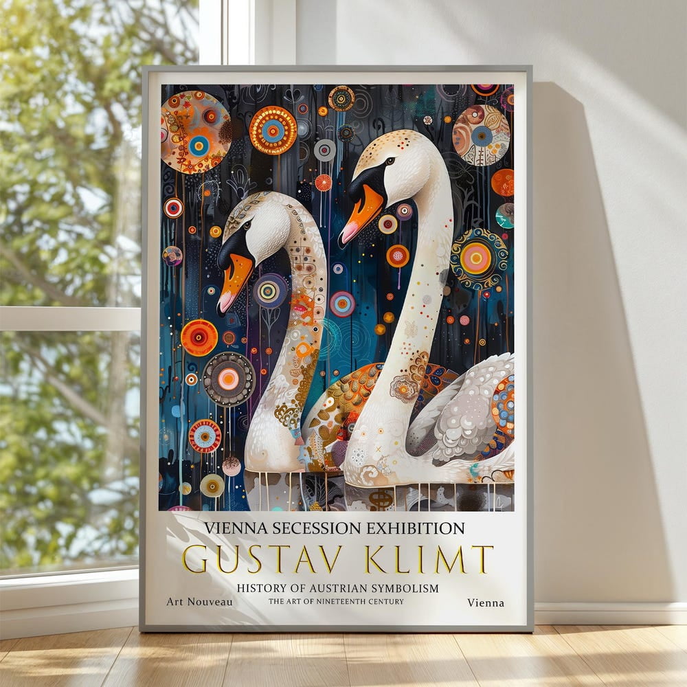 Dopaprint UNFRAMED PAPER POSTER Gustav Klimt Swans Print Gustav Klimt Dopaprint UNFRAMED PAPER POSTER Gustav Klimt Swans Print Gustav Klimt