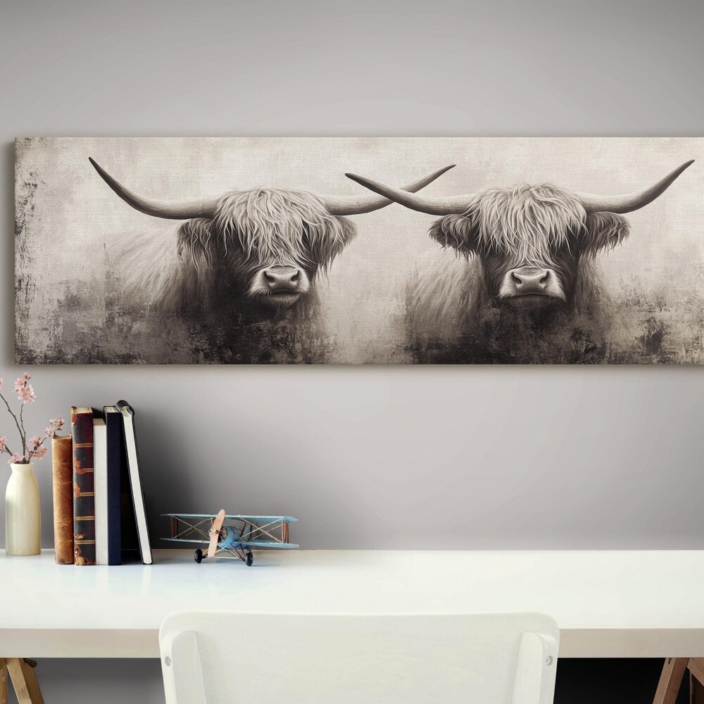 Dopaprint UNFRAMED PAPER POSTER Highland Cow Wall Art, Black And White ...