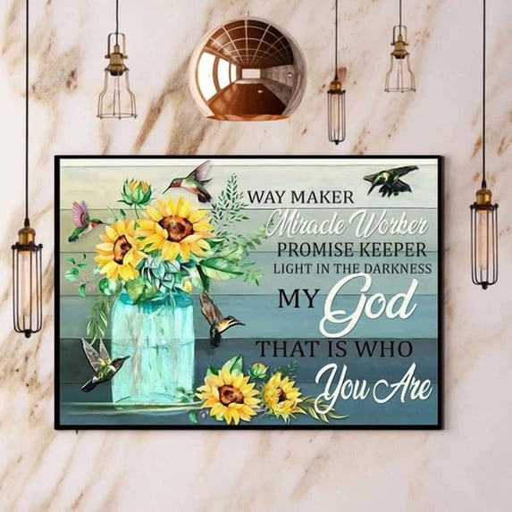 Dopaprint UNFRAMED PAPER POSTER Hummingbird Sunflower Way Maker Miracle ...