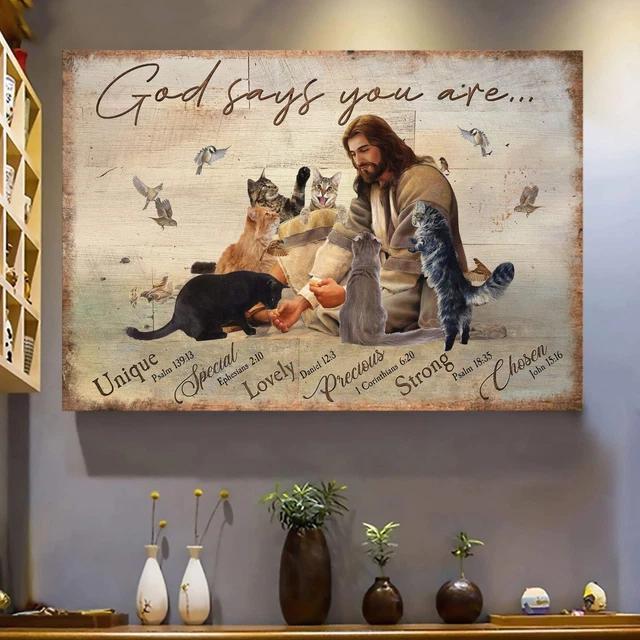 Dopaprint UNFRAMED PAPER POSTER Jesus - Jesus With Cats - God Says You ...