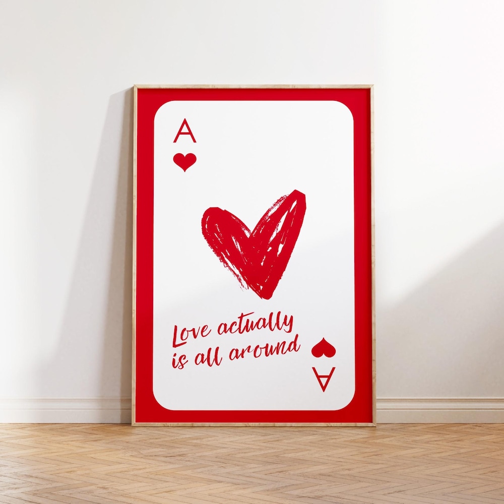 Dopaprint UNFRAMED PAPER POSTER Love Actually Is All Around Art Print Red Ace Of Hearts ...