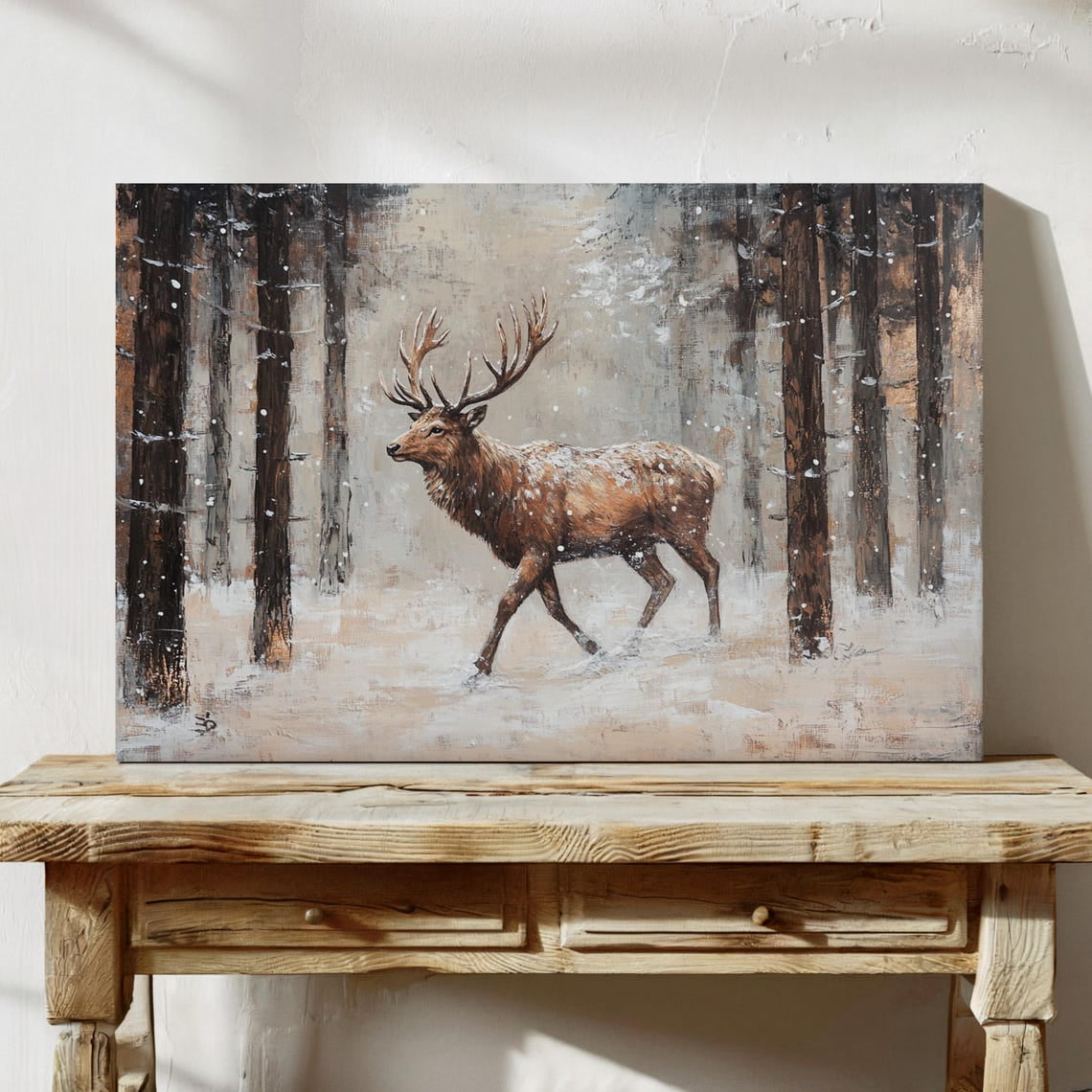 Dopaprint UNFRAMED PAPER POSTER Majestic Elk In Winter Forest - Rustic ...