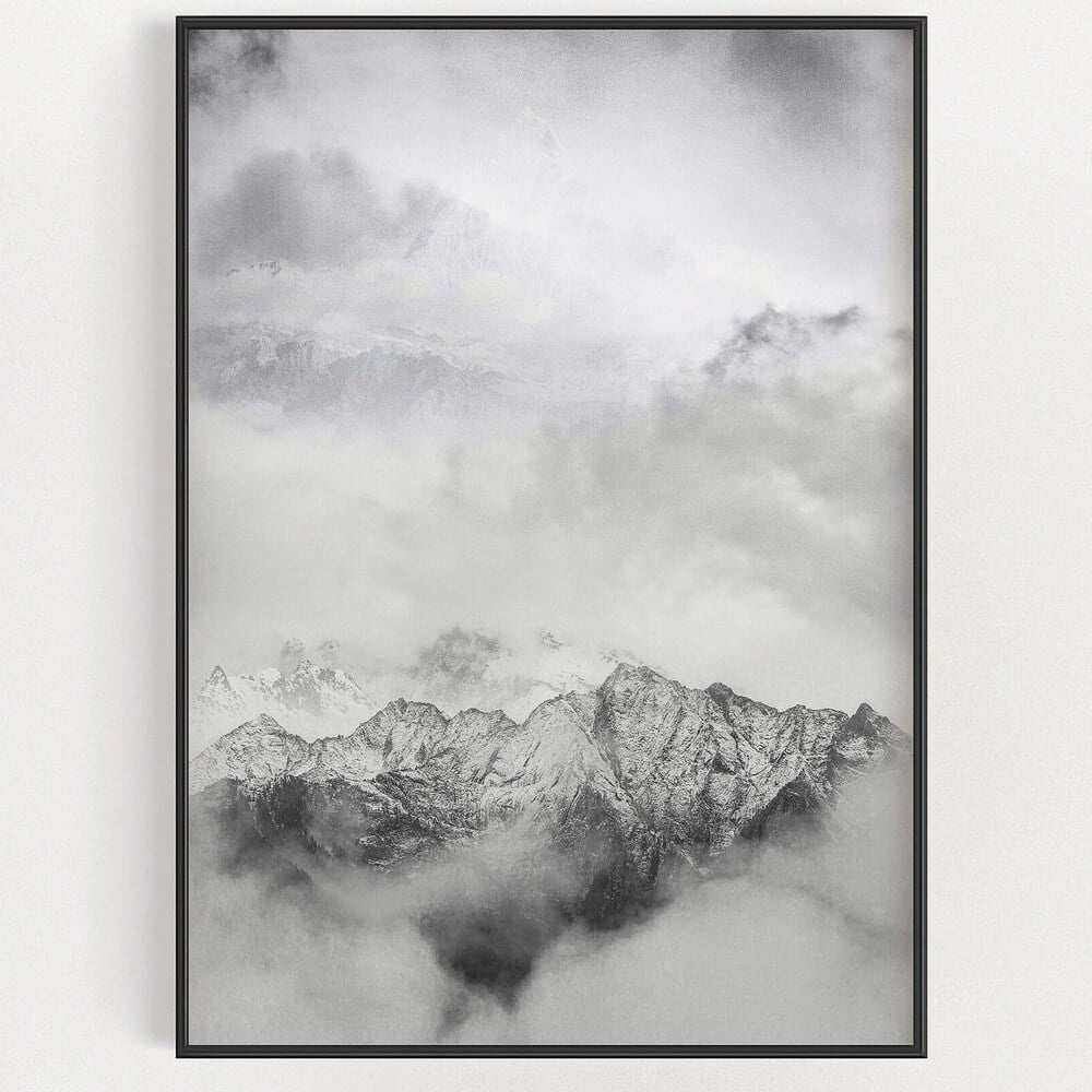 Dopaprint UNFRAMED PAPER POSTER Minimalistic Black And White Mountain ...