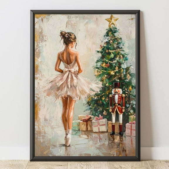 Dopaprint UNFRAMED PAPER POSTER Nutcracker Ballerina Print: Vintage Chris.Tmas Wall Art Cozy Holiday Decor Art