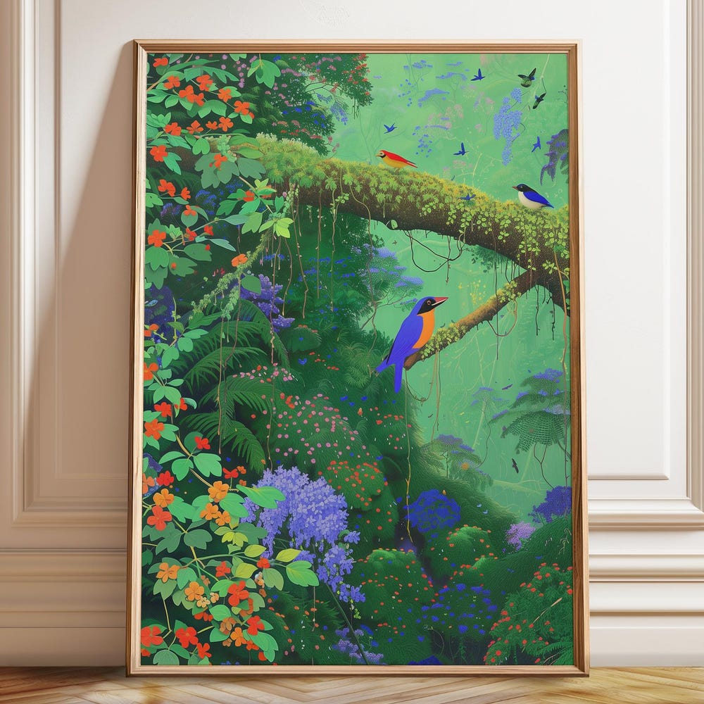Dopaprint UNFRAMED PAPER POSTER Rainforest Bird Art Print - Greenery ...