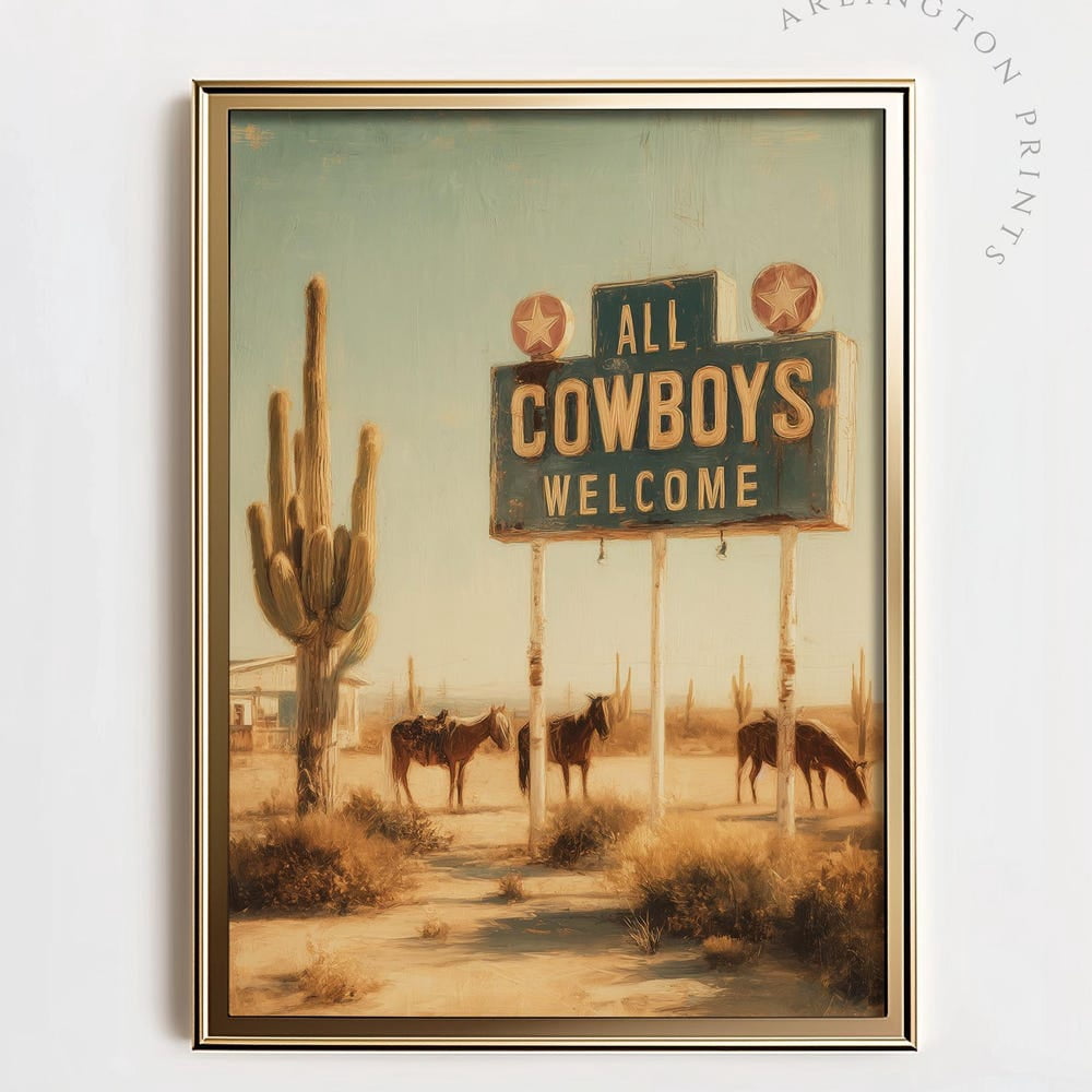Dopaprint UNFRAMED PAPER POSTER Retro Cowboy Motel Art, Vintage Western ...