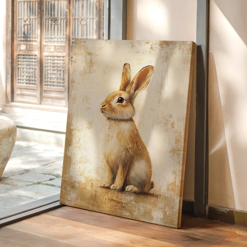 Rustic Print Rabbit Dopaprint UNFRAMED PAPER POSTER Rustic Bunny Poster Art - Charming ...