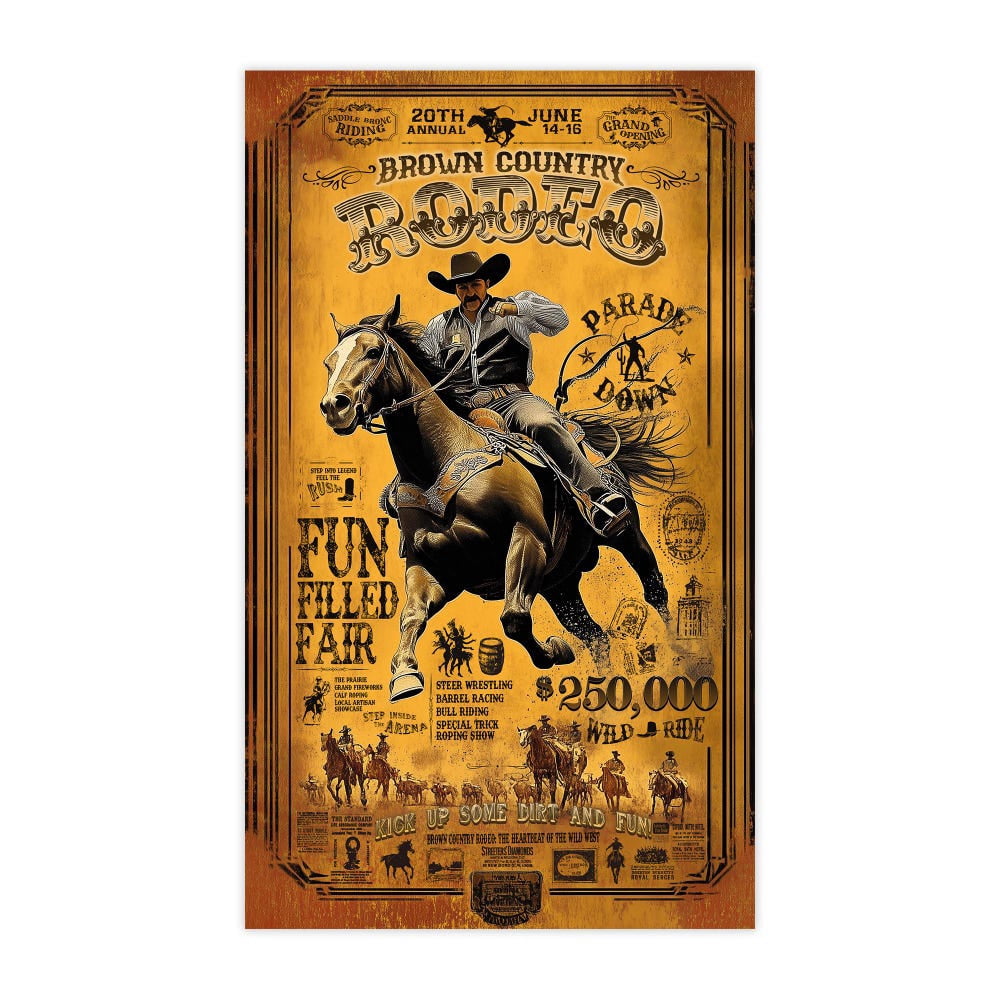 Rustic Brown Rodeo Dopaprint UNFRAMED PAPER POSTER Rustic Cowboy And Horse Wall Decor ...