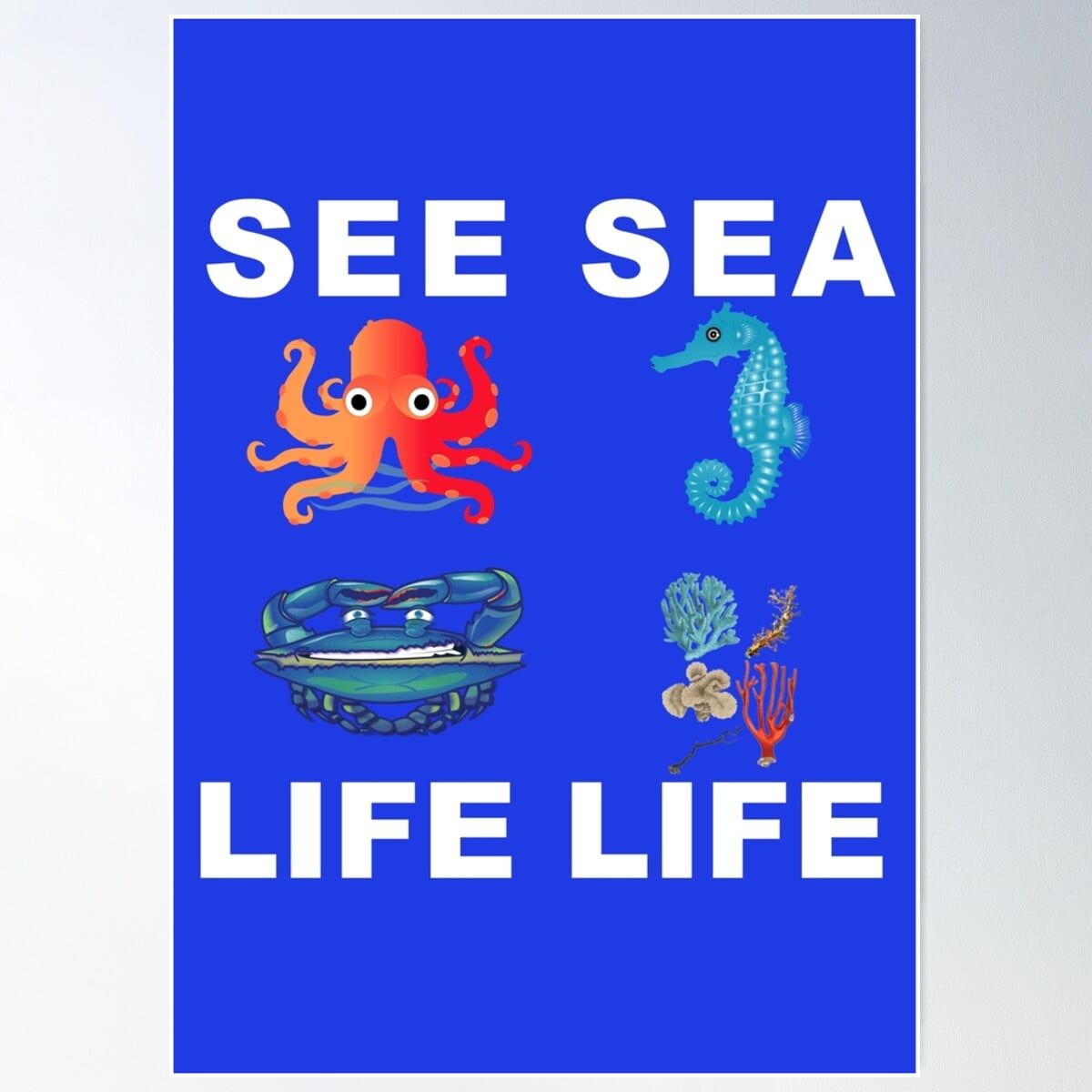 Dopaprint UNFRAMED PAPER POSTER See Sea Life Life Octopus Seahorse Blue Dopaprint UNFRAMED PAPER POSTER See Sea Life Life Octopus Seahorse Blue