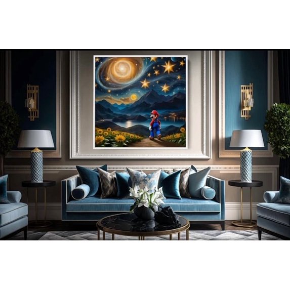 Dopaprint UNFRAMED PAPER POSTER Super Mario In Starry Night Wall Art Print Mural Home Wall Decor ...