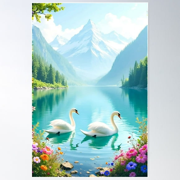 Dopaprint UNFRAMED PAPER POSTER Swan Lake - For You Poster Wall Art, Modern Wall Decor For Living Room Bedroom Art
