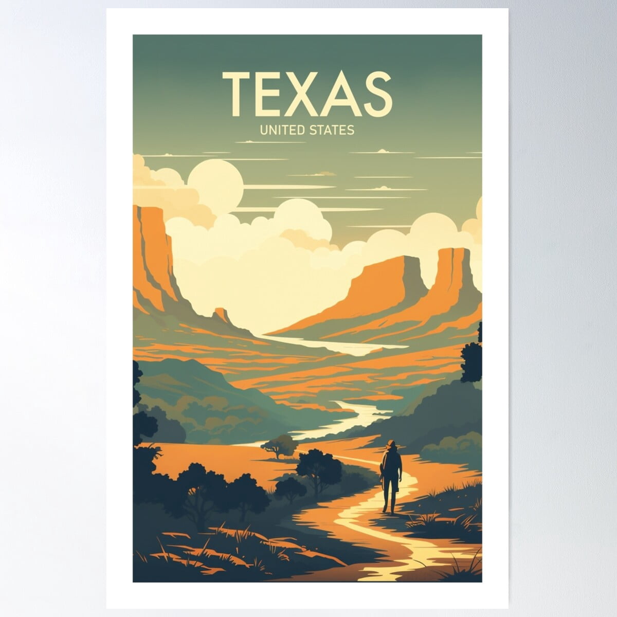 Dopaprint UNFRAMED PAPER POSTER Texas Poster Wall Art, Modern Wall ...