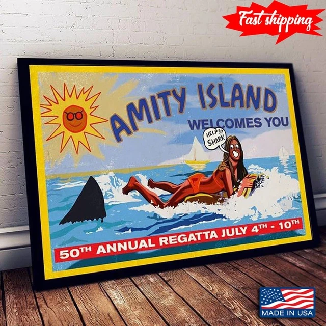Dopaprint UNFRAMED PAPER POSTER Vintage Jaws Amity Island Welcomes You ...