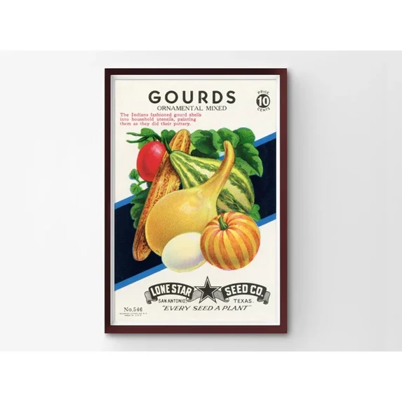 Dopaprint UNFRAMED PAPER POSTER Vintage Kitchen Poster - Gourds - Pumpkin - Fall - Holiday Art, Home Decor, Vintage Gift, Living Room Dercor, Wall Art, Birthday Gift