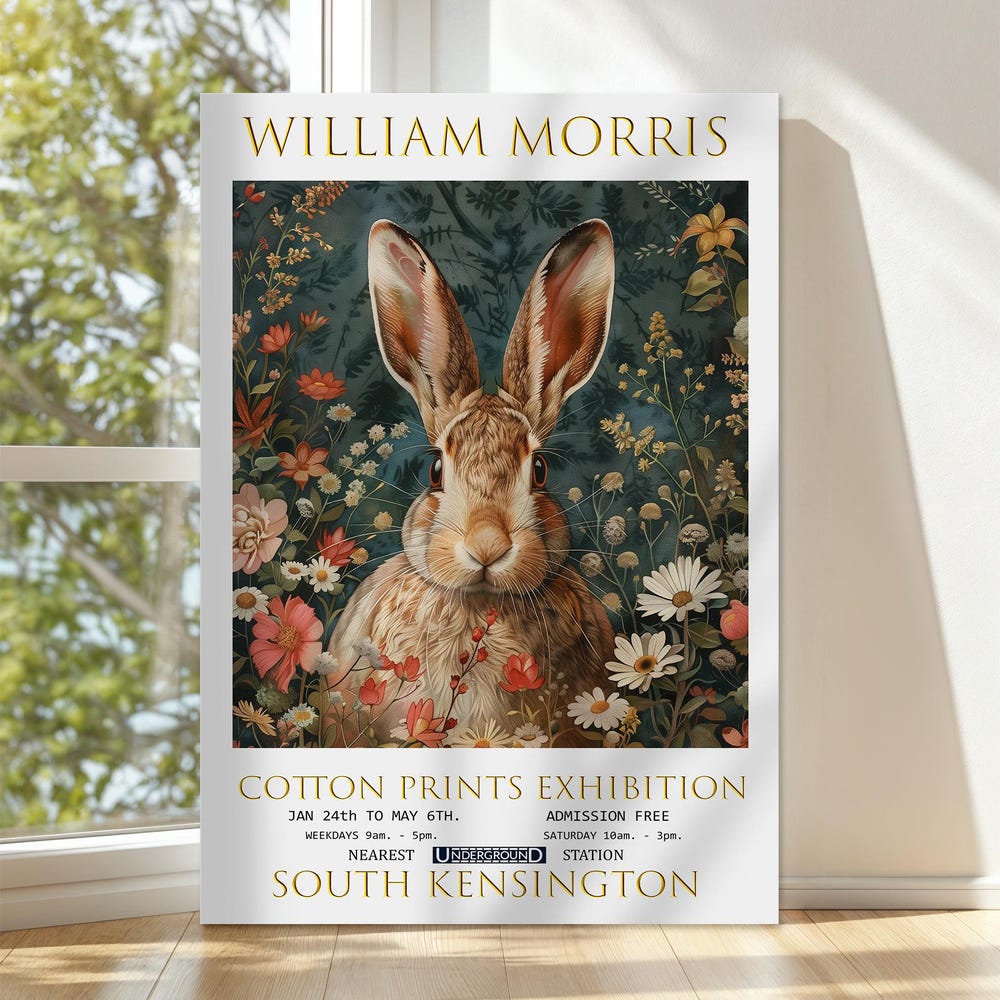 Dopaprint UNFRAMED PAPER POSTER William Morris Hare Art, William Morris Exhibition Poster ...