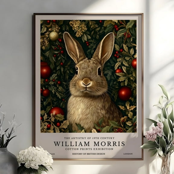 Dopaprint UNFRAMED PAPER POSTER William Morris Hare Print, Chri.Stm.As Wall Art, William Morris Rabbit Poster, William Morris Exhibition Print, Vintage Art
