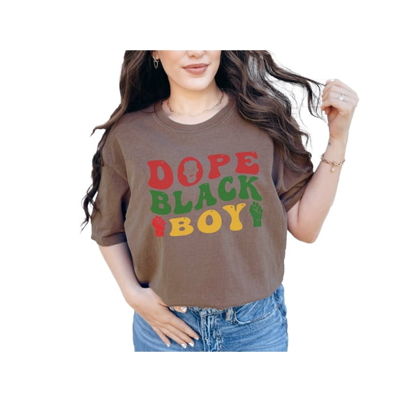 Dope Black Boy, African American Themed, Groovy Retro Wavy Text, Espresso Comfort Colors T-Shirt, XL