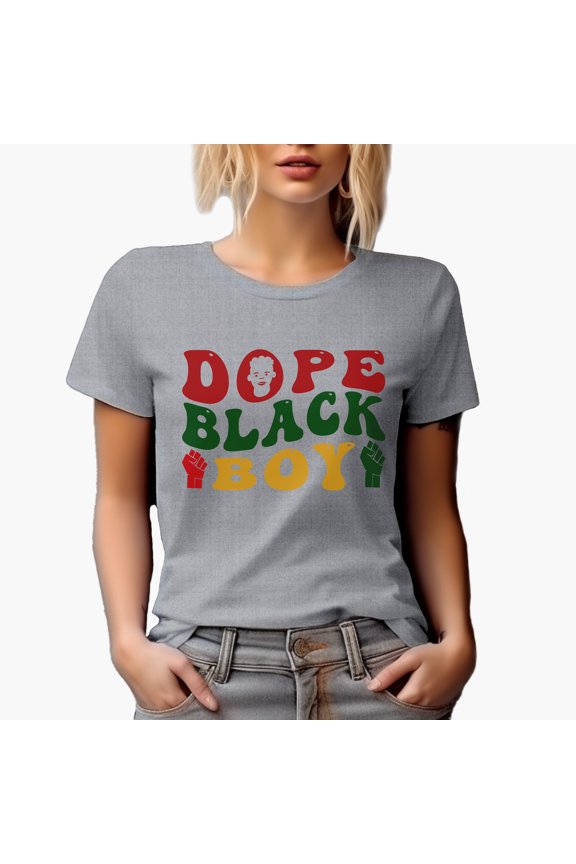 Dope Black Boy, Groovy Retro Wavy Text Merch Gift, Heather Grey T-Shirt, XL