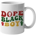 thumbnail image 1 of Dope Black Boy, Groovy Retro Wavy Text Merch Gift, White 11oz Ceramic Mug, 1 of 5