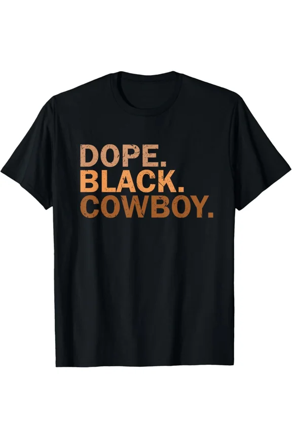 Dope Black Cowboy Rodeo Style Western Inspired Graphic Unisex T-Shirt, up to size 5XL