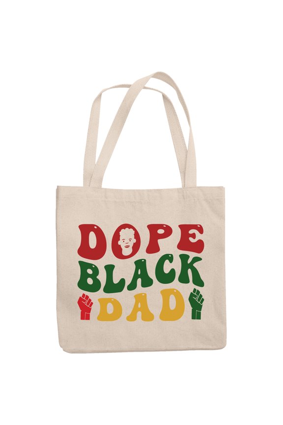 Dope Black Dad, Groovy Retro Wavy Text Merch Gift, 12oz Canvas Tote Bag