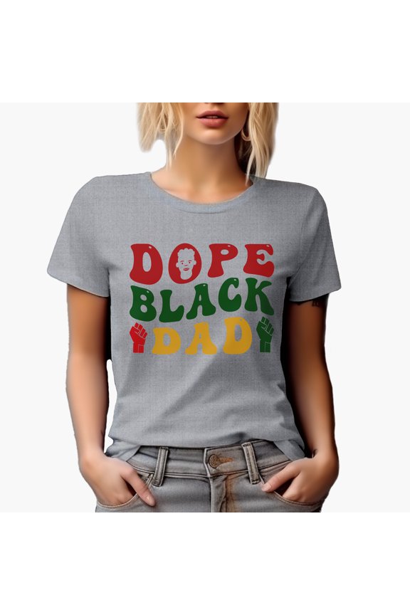 Dope Black Dad, Groovy Retro Wavy Text Merch Gift, Heather Grey T-Shirt, XL