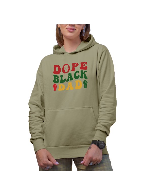Dope Black Dad, Groovy Retro Wavy Text Merch Gift, Sand Hooded Sweatshirt or Hoodie, Small