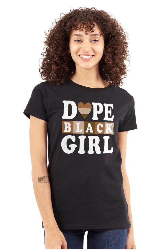 Dope Black Girl Melanin Skin Shades Womens Slim Fit Graphic Tee Brisco Brands L