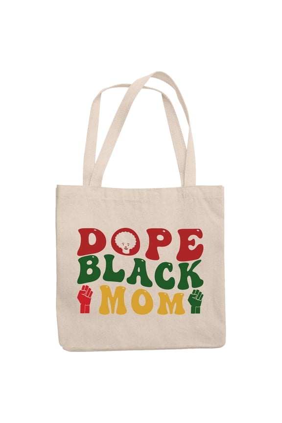 Dope Black Mom, Groovy Retro Wavy Text Merch Gift, 12oz Canvas Tote Bag