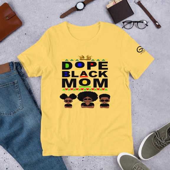 Dope Black Mom Unisex t-shirt (Yellow, L)