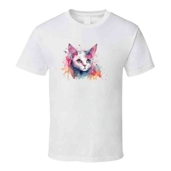 Dope Cat Face Watercolor Tee Colorful Kitty Lover Tshirt Feline Novelty T Shirt