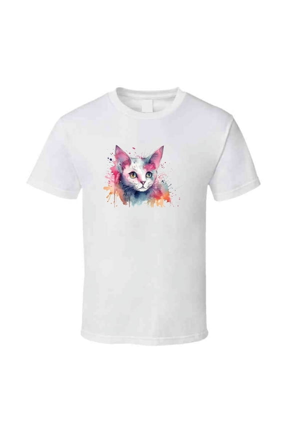 Dope Cat Face Watercolor Tee Colorful Kitty Lover Tshirt Feline Novelty T Shirt