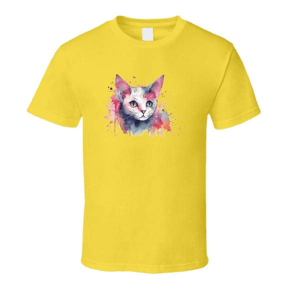 Dope Cat Face Watercolor Tee Colorful Kitty Lover Tshirt Feline Novelty T Shirt