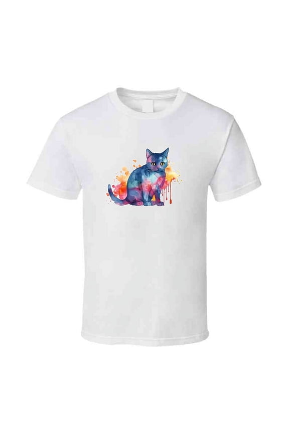 Dope Cat Watercolor Tee Colorful Darker Kitty Lover Tshirt Feline Novelty T Shirt
