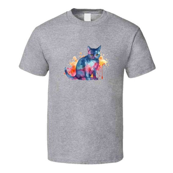Dope Cat Watercolor Tee Colorful Darker Kitty Lover Tshirt Feline Novelty T Shirt