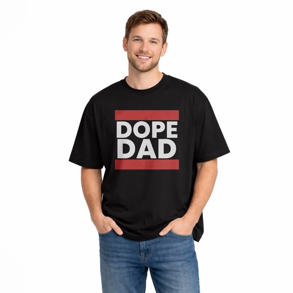 Dope Dad Funny Dad Graphic T-Shirt for Men 100% Cotton Soft Breathable Short Sleeve Crewneck Casual Comfort Tee Durable Everyday Wear Gift for Fathers and Husbands