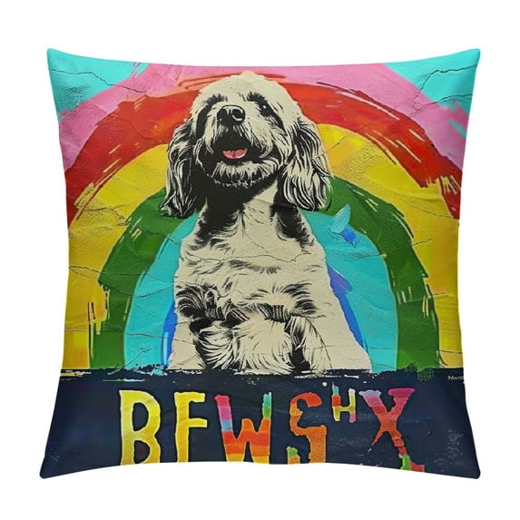 Dope Dog White Silohouette Sunset Quee Elizabeth Pocket Beag Throw Pillow, , Multicolor