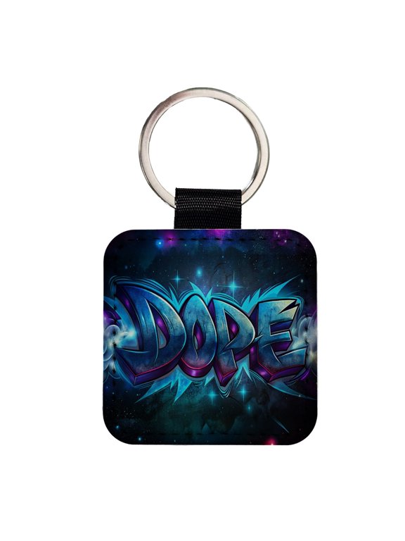 Dope Graffiti Faux Leather Square Keychain
