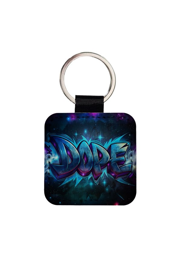 Dope Graffiti Faux Leather Square Keychain