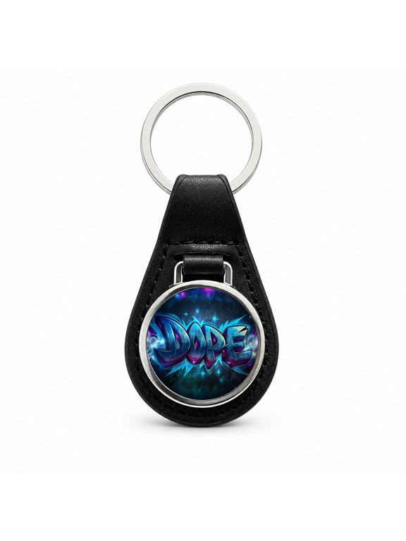 Dope Graffiti Metal Black Leather Keychain