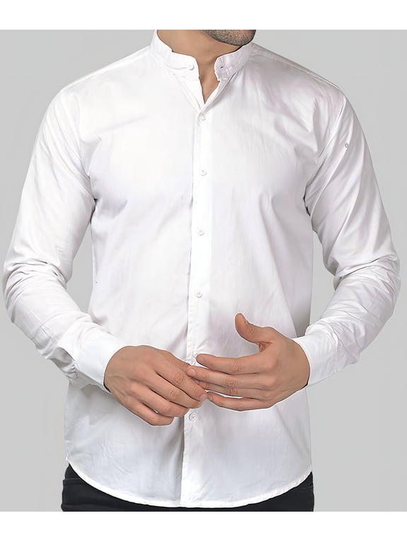Dope White Cotton Mandarin Men's Shirt