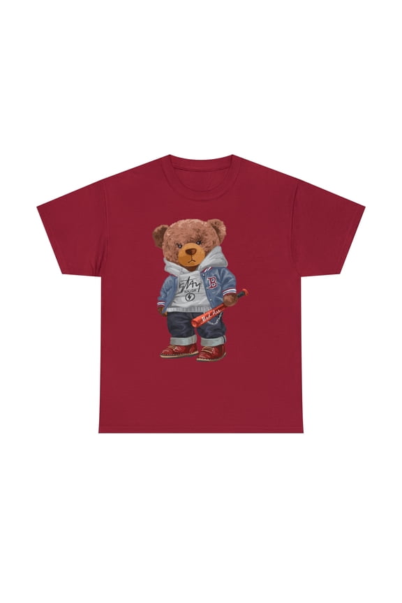 Dope graphic bear with baseball bat Unisex Heavy Cotton Tee