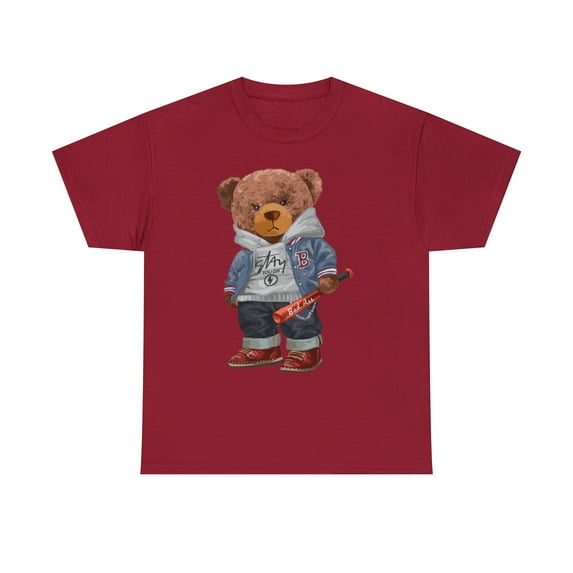 Dope graphic bear with baseball bat Unisex Heavy Cotton Tee
