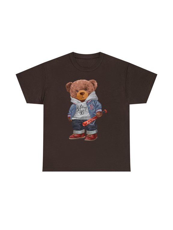 Dope graphic bear with baseball bat Unisex Heavy Cotton Tee