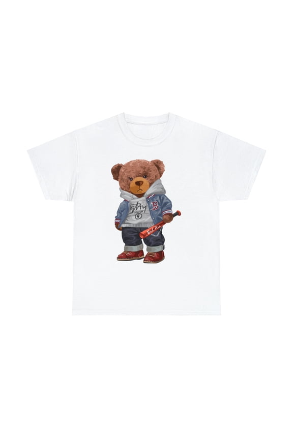 Dope graphic bear with baseball bat Unisex Heavy Cotton Tee