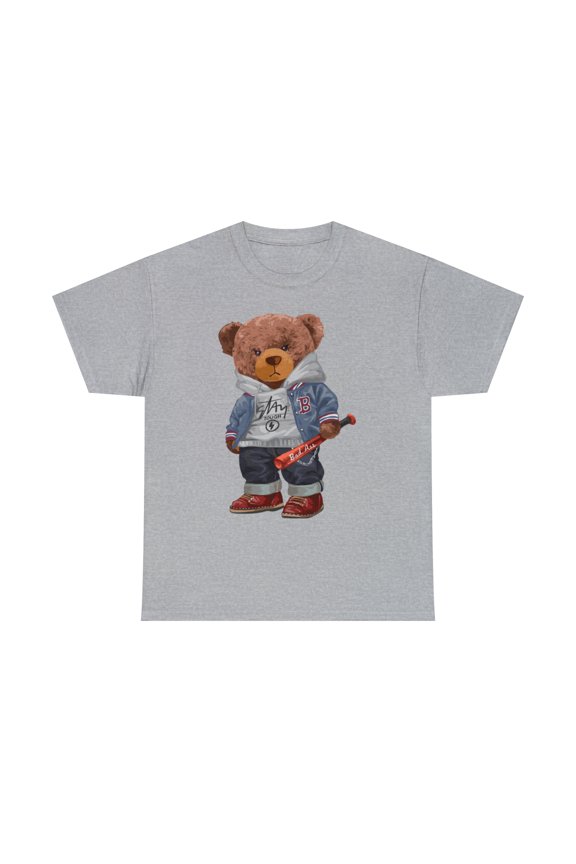 Dope graphic bear with baseball bat Unisex Heavy Cotton Tee