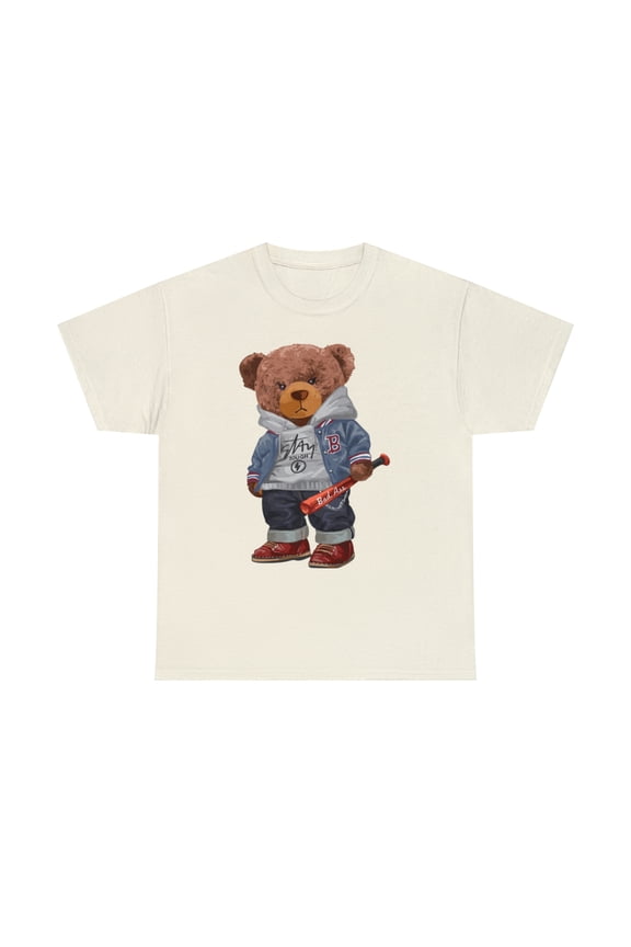 Dope graphic bear with baseball bat Unisex Heavy Cotton Tee