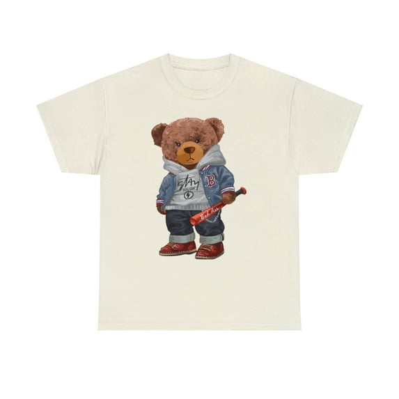 Dope graphic bear with baseball bat Unisex Heavy Cotton Tee